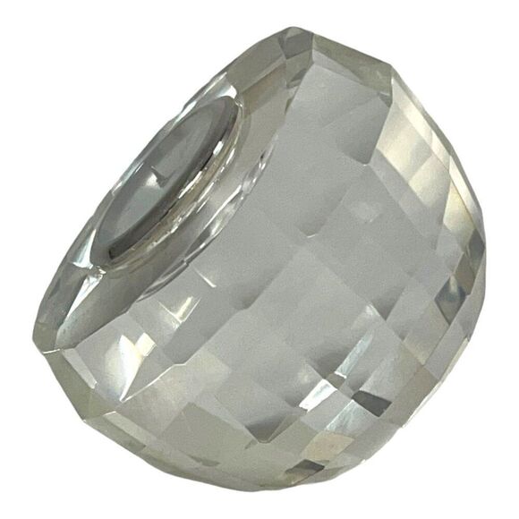 Royal Doulton Faceted Round Desk Clock Paperweight Radiance Glass Vintage - Picture 3 of 9